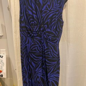 Glamour Zebra Print Blue and Black Dress